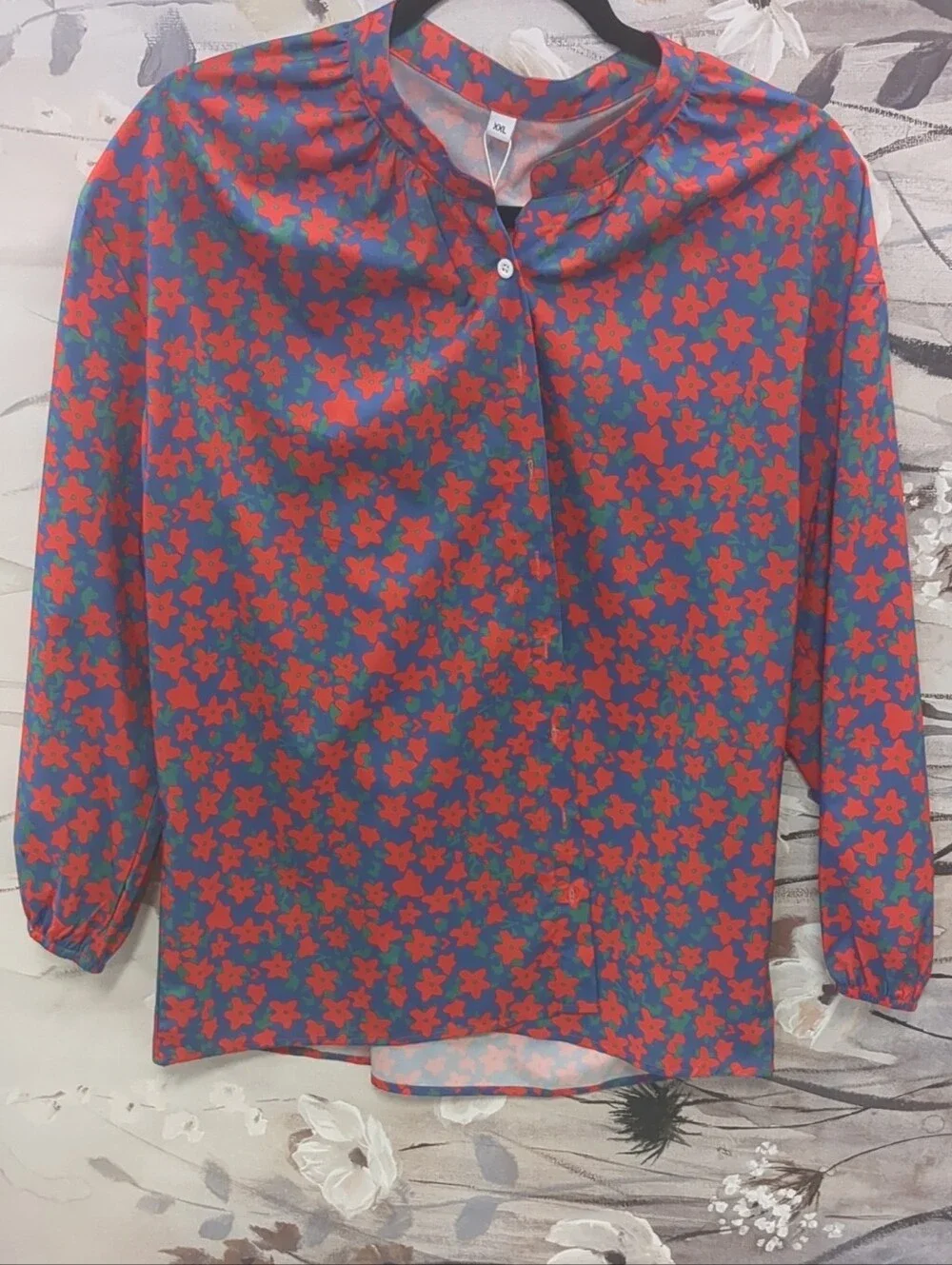 Floral Print Long-Sleeve Blouse